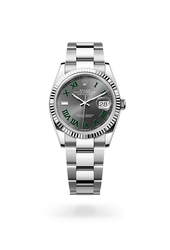 デイトジャスト 36, オイスター、36 mm、オイスタースチール＆ホワイトゴールド, ダイアル : スレート, Rolex