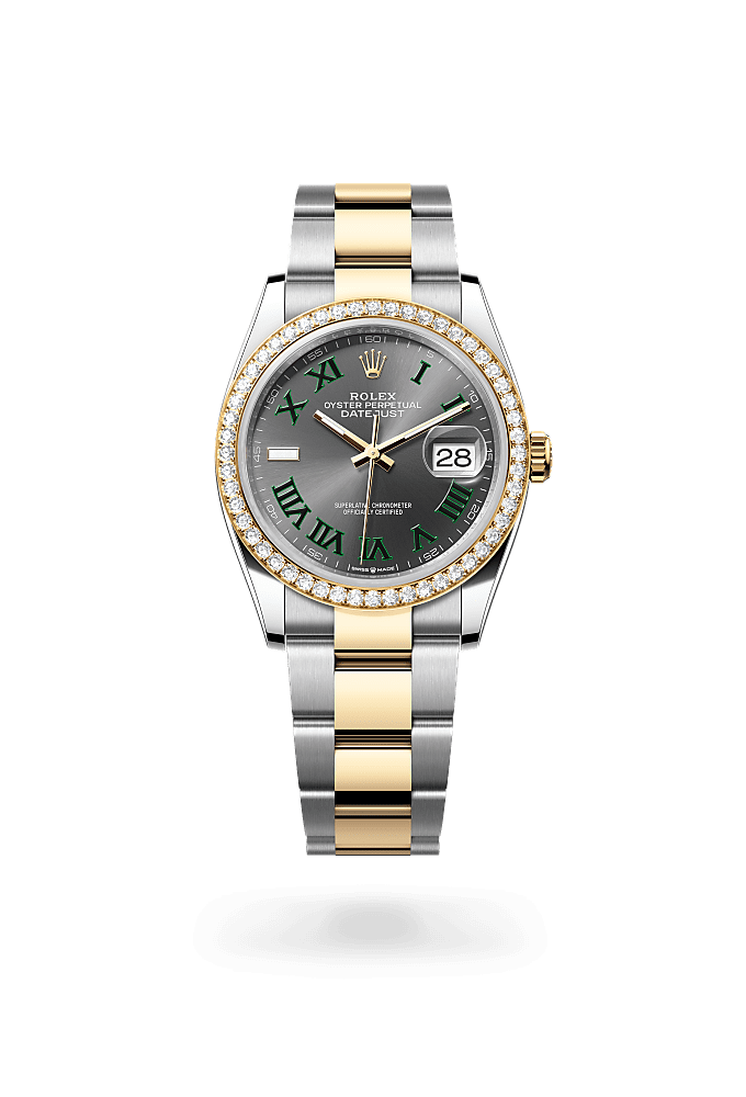 Datejust 36, Oyster, 36 mm, Oystersteel, yellow gold and diamonds, Dial : Slate, Rolex