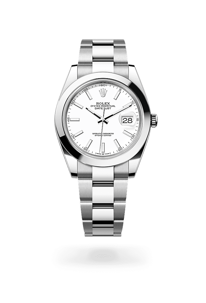 डेटजस्ट 41, ऑयस्टर, 41 मिमी, ऑयस्टरस्टील, डायल : सफेद, Rolex