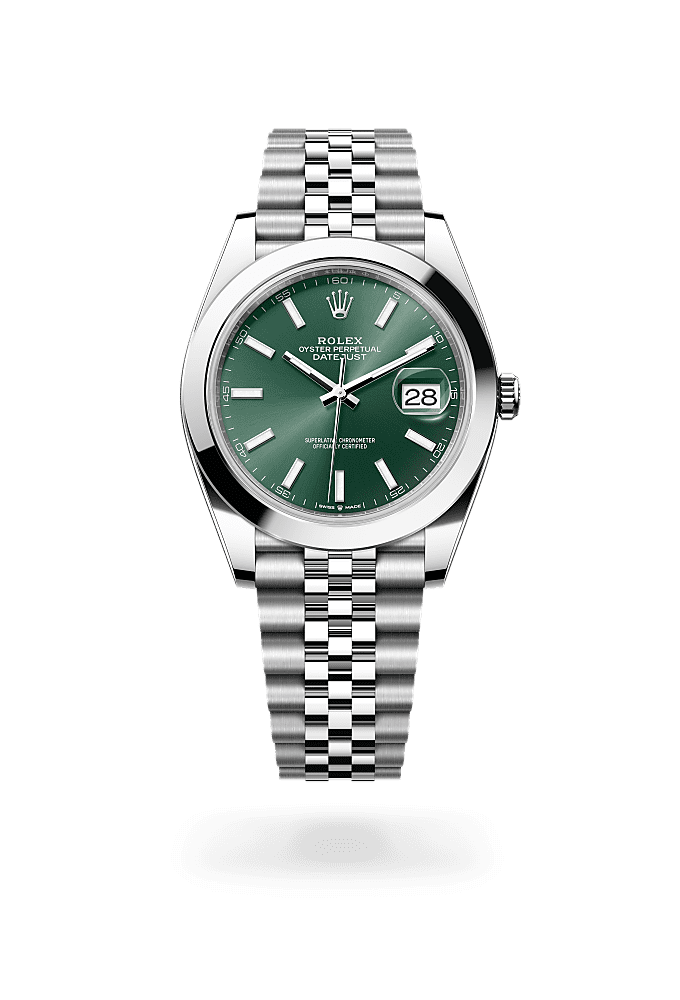 デイトジャスト 41, オイスター、41 mm、オイスタースチール, ダイアル : ミントグリーン, Rolex