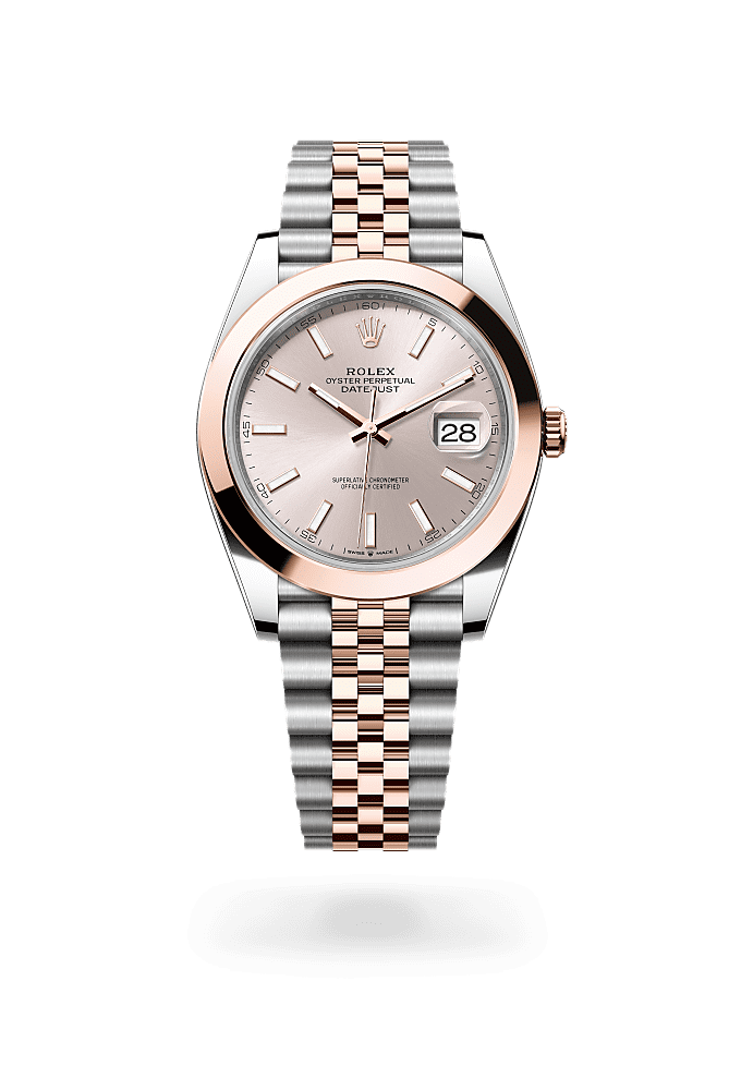 デイトジャスト 41, オイスター、41 mm、オイスタースチール＆エバーローズゴールド, ダイアル : サンダスト, Rolex