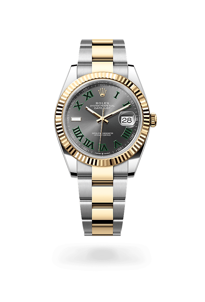 डेटजस्ट 41, ऑयस्टर, 41 मिमी, ऑयस्टरस्टील और येलो गोल्ड, डायल : स्लेट, Rolex