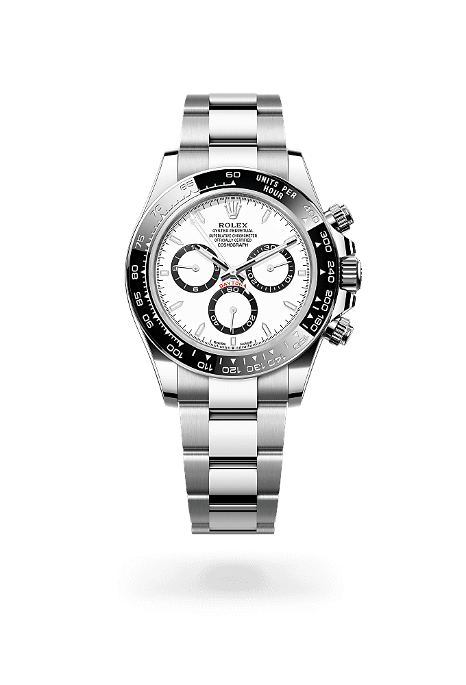 Cosmograph Daytona, Oyster, 40 mm, acero Oystersteel, Esfera : Blanca, anillos de contadores en negro, Rolex