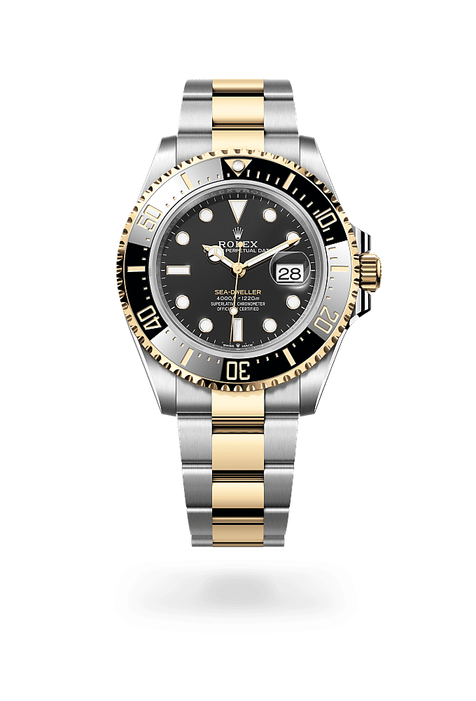 Sea-Dweller, Oyster, 43 mm, acero Oystersteel y oro amarillo, Esfera : Negro intenso, Rolex