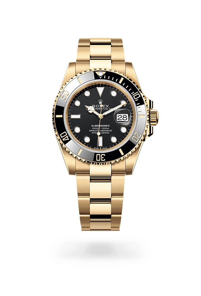 Submariner Date, Oyster, 41 mm, oro amarillo, Esfera : Negra, Rolex