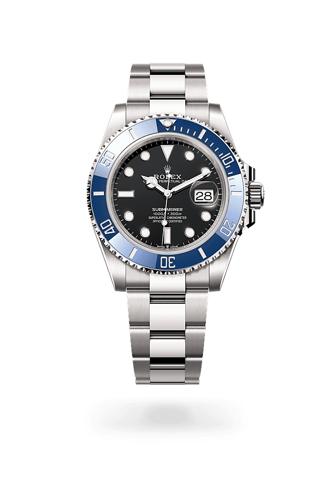 Submariner Date, Oyster, 41 mm, oro blanco, Esfera : Negra, Rolex