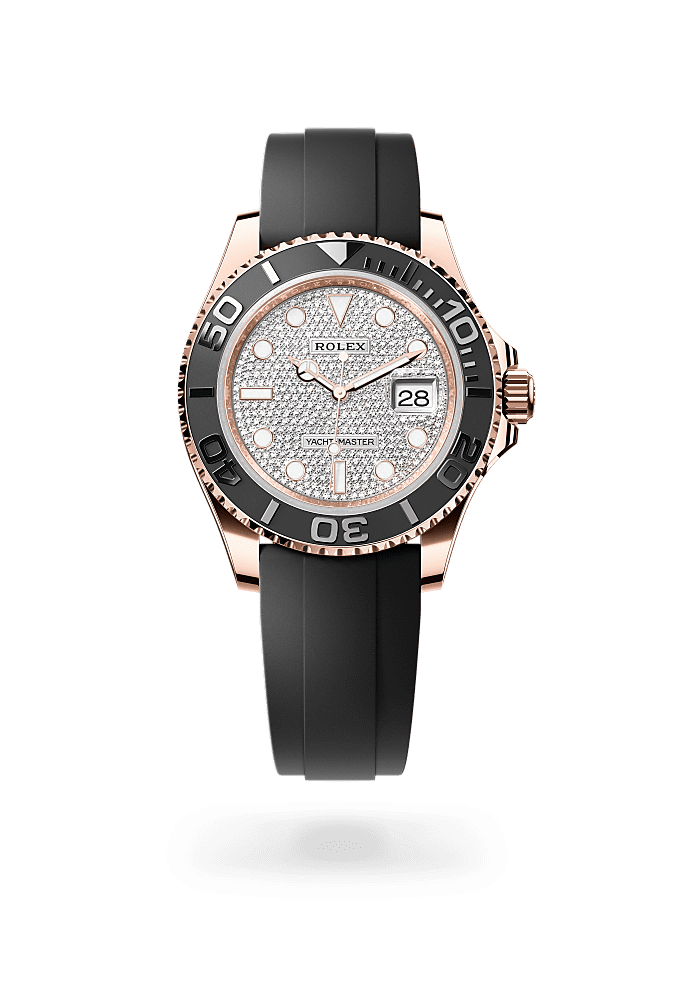 Yacht-Master 40, Oyster, 40 mm, ouro Everose, Mostrador : Pavê de diamantes, Rolex