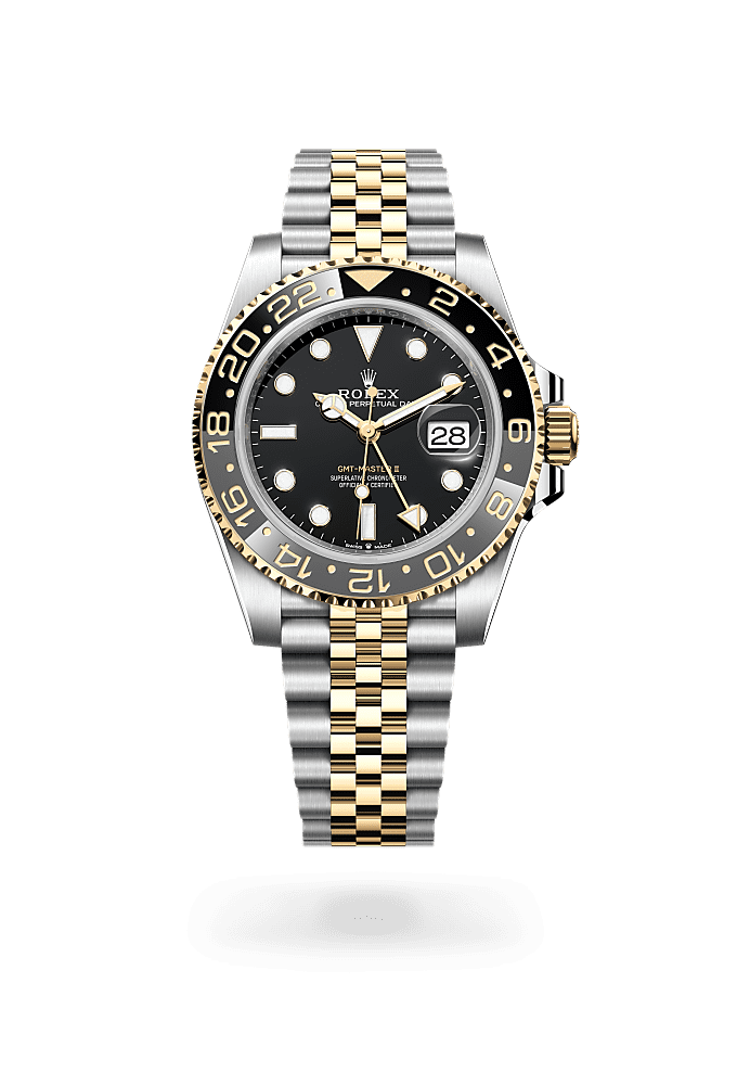 GMT-Master II, Oyster, 40 มม., Oystersteel และทองคำ, หน้าปัด : สีดำ, Rolex