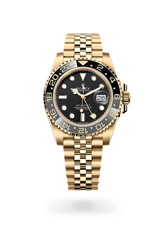 GMT-Master II, Oyster, 40 mm, emas kuning, Permukaan : Hitam, Rolex