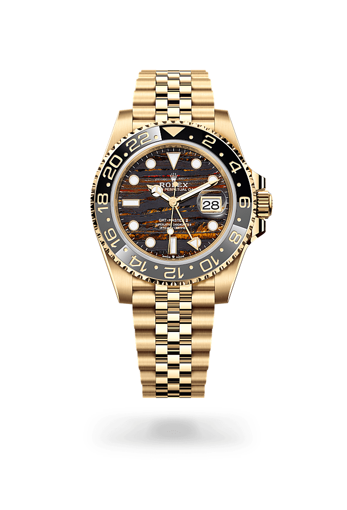 GMT-Master II, Oyster, 40 มม., ทองคำ, หน้าปัด : หินไทเกอร์ไอออน, Rolex
