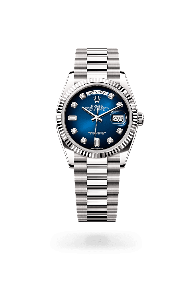 カン36 ロレックス デイデイト 36 ウォッチ：18 ct ホワイトゴールド