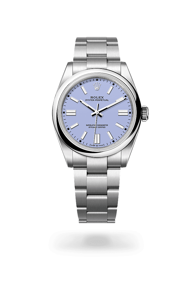 Oyster Perpetual 41, Oyster, 41 mm, Oystersteel, Dial : <i>lavender</i>, Rolex