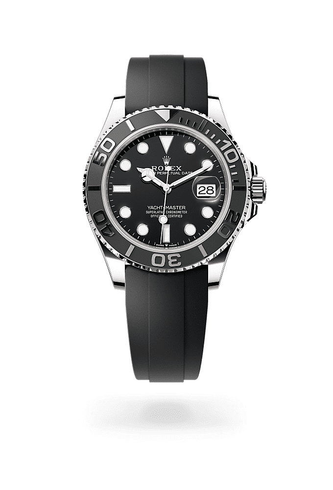 Yacht-Master 42, Oyster, 42 mm, emas putih, Permukaan : Hitam, Rolex
