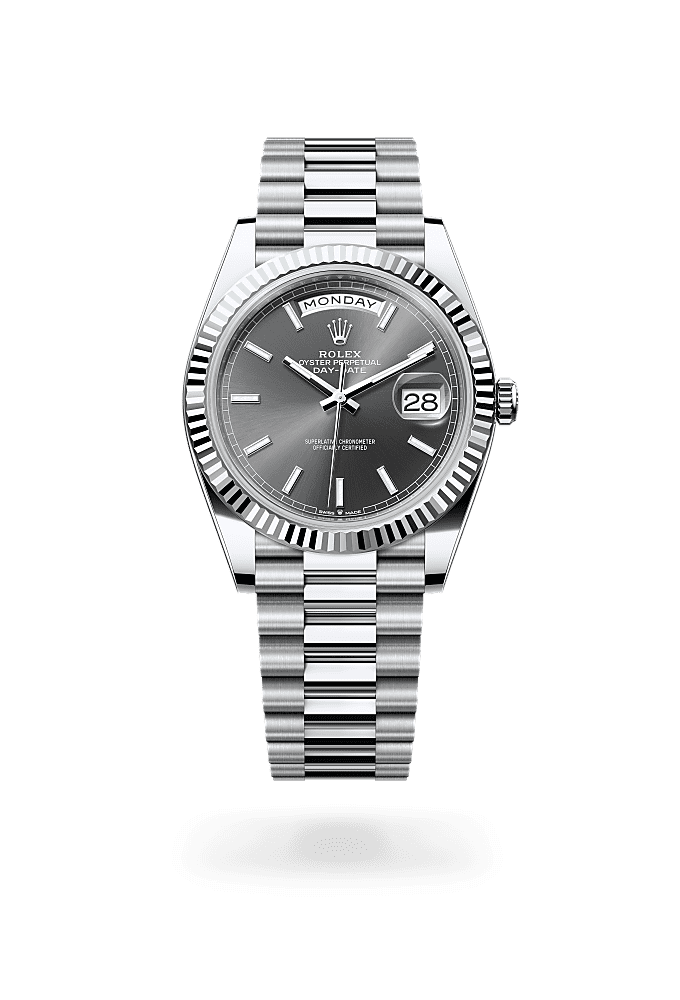 星期日历型 40, 蚝式，40毫米，铂金, 表盘 : 石板灰色, Rolex