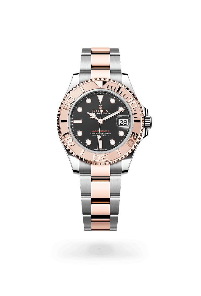 Yacht-Master 37, Oyster, 37 mm, aço Oystersteel e ouro Everose, Mostrador : Preto intenso, Rolex