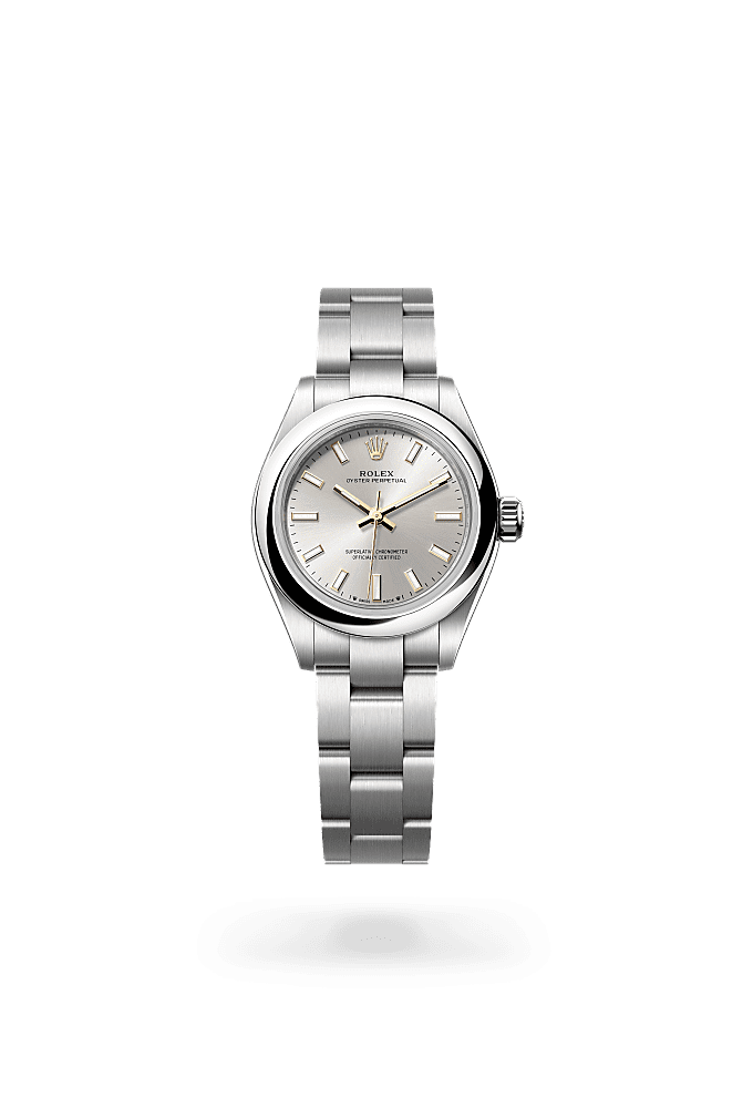 Oyster Perpetual 28, Oyster, 28 mm, acero Oystersteel, Esfera : Plateada, Rolex