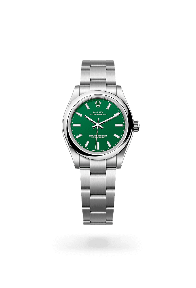 Oyster Perpetual 31, 蠔式，31毫米，蠔式鋼, 錶面 : 綠色, Rolex