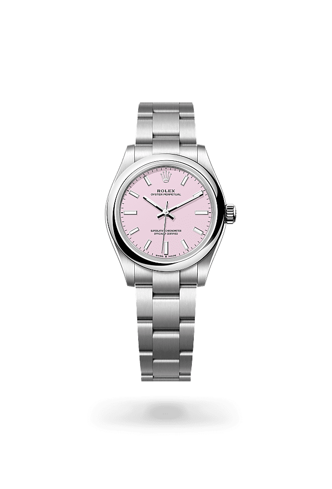 Oyster Perpetual 31, 蠔式，31毫米，蠔式鋼, 錶面 : 糖果粉紅色, Rolex