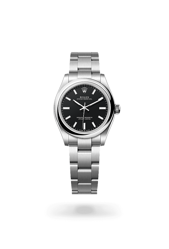 Oyster Perpetual 31, Oyster, 31 mm, Oystersteel, Dial : Hitam, Rolex