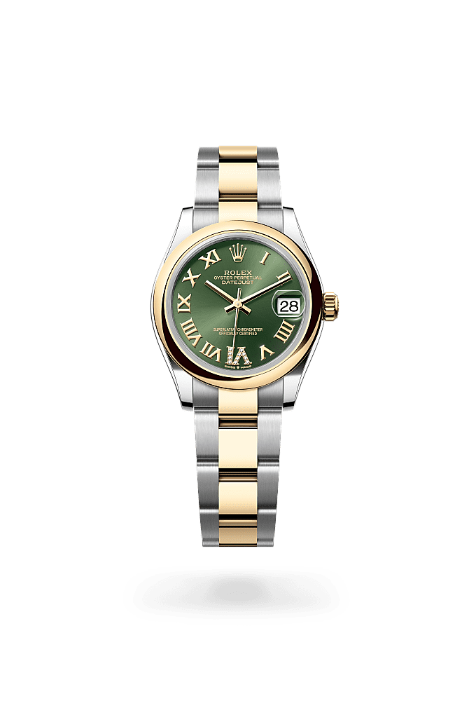 Datejust 31, Oyster, 31 มม., Oystersteel และทองคำ, หน้าปัด : สีเขียวมะกอกประดับด้วยเพชร, Rolex