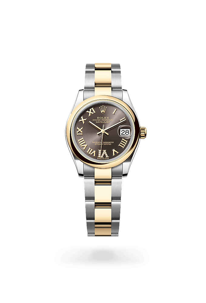 Datejust 31, Oyster, 31 mm, Oystersteel and yellow gold, Dial : Dark grey set with diamonds, Rolex