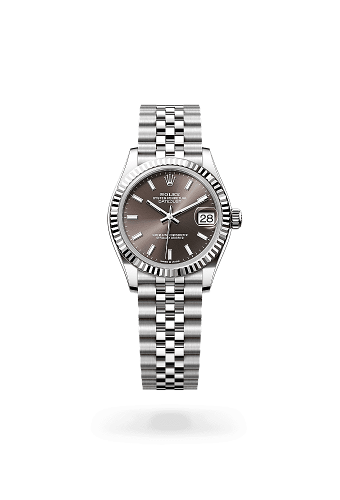 Datejust 31, Oyster, 31 mm, Oystersteel and white gold, Dial : Dark grey, Rolex