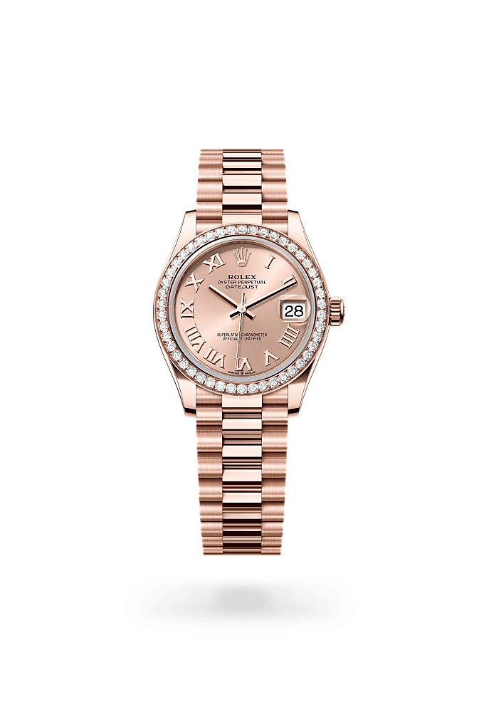 Datejust 31, Oyster, 31 mm, vàng Everose và kim cương, Mặt đồng hồ : Màu hoa hồng, Rolex