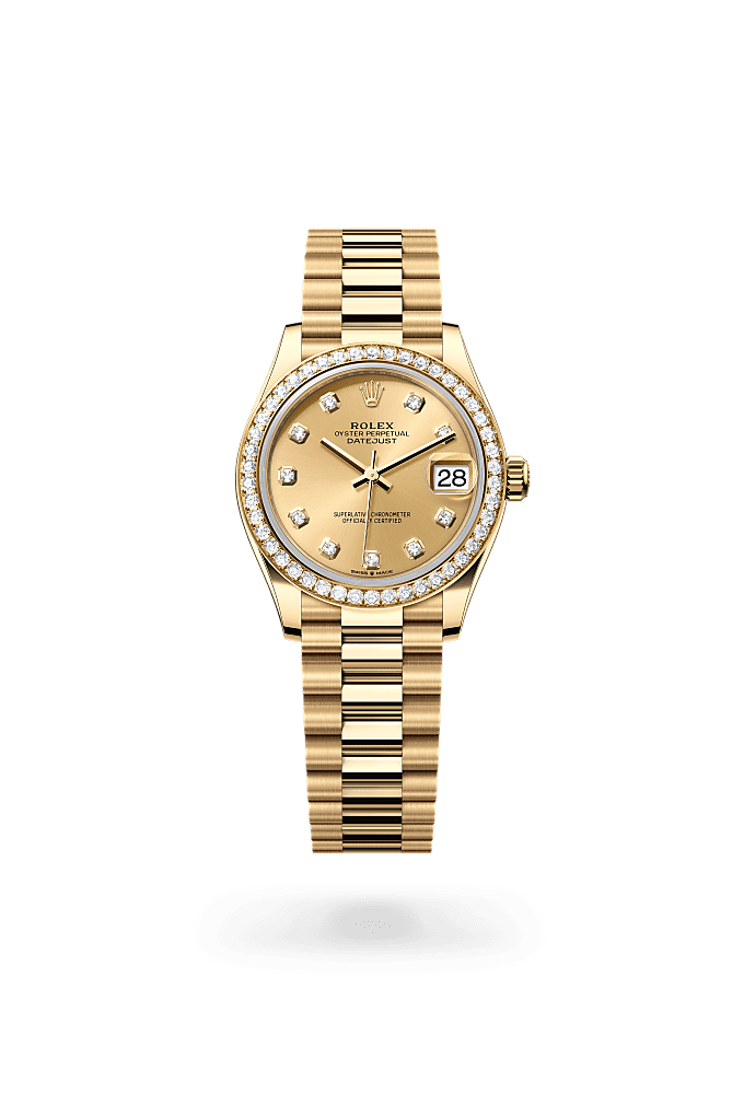 Datejust 31, Oyster, 31 mm, yellow gold and diamonds, Dial : Champagne-colour set with diamonds, Rolex