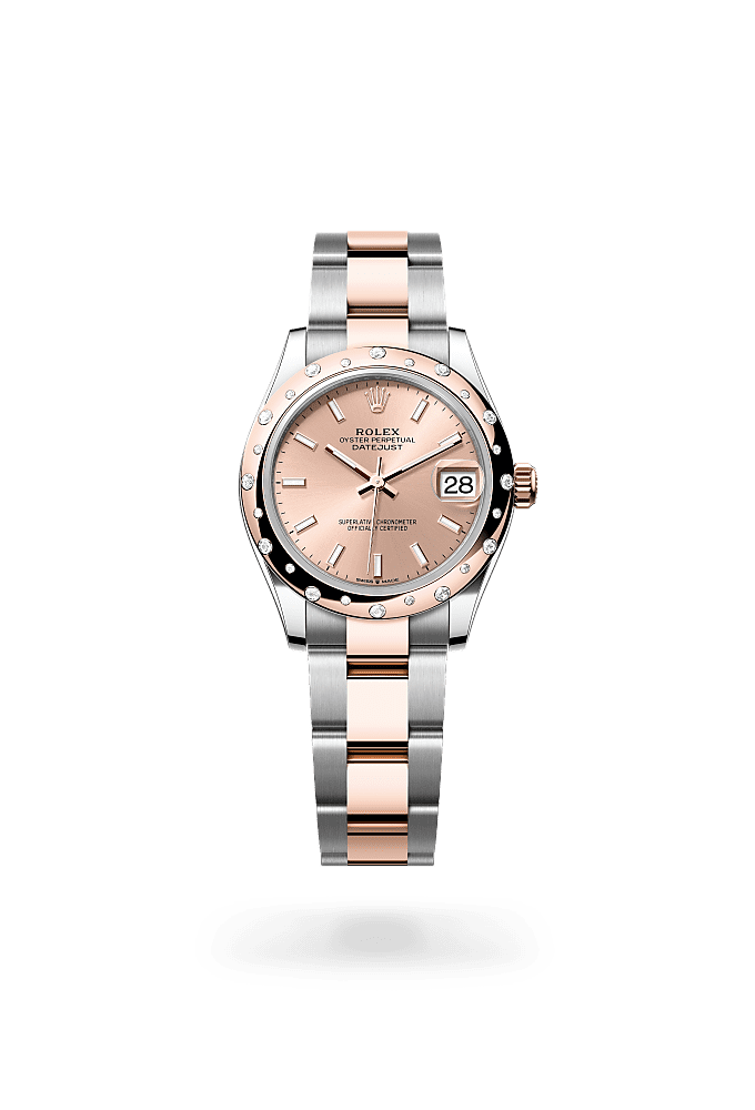 Datejust 31, Oyster, 31 มม., Oystersteel เอเวอร์โรสโกลด์และเพชร, หน้าปัด : สีชมพูกุหลาบ, Rolex