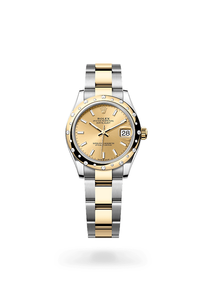 Datejust 31, Oyster, 31 mm, Oystersteel, yellow gold and diamonds, Dial : Champagne-colour, Rolex