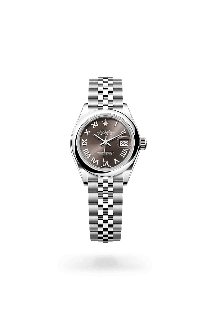 Lady-Datejust, Oyster, 28 mm, Oystersteel, Dial : Dark grey, Rolex