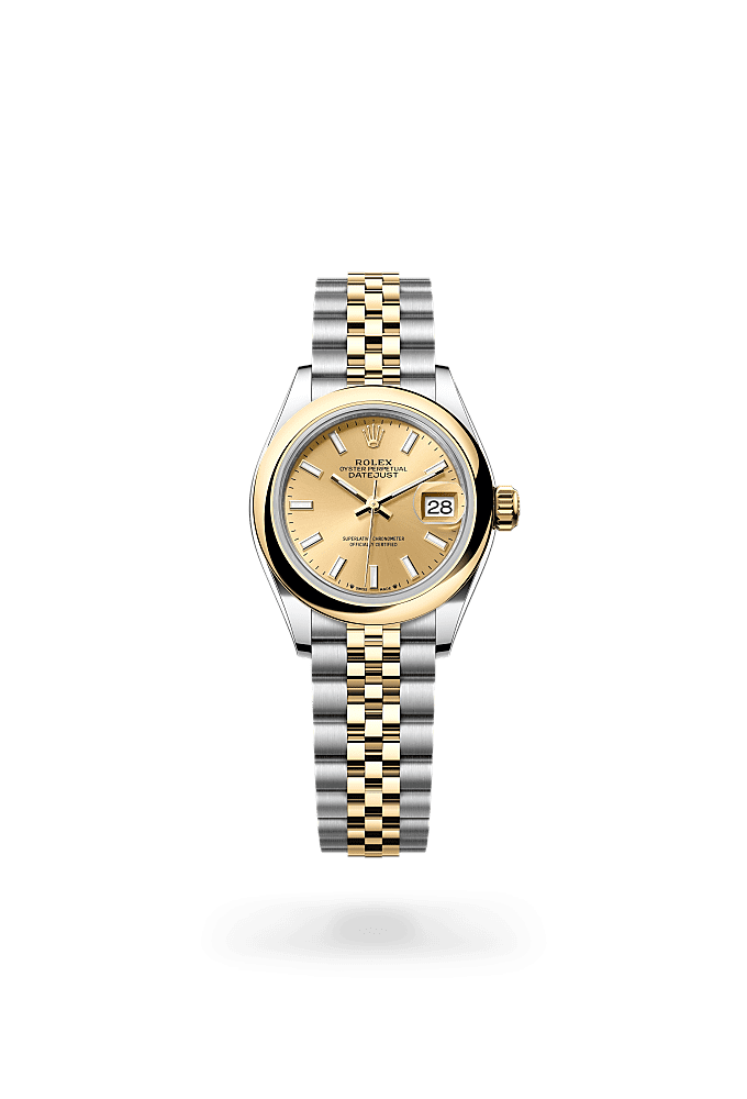 Lady-Datejust, Oyster, 28 มม., Oystersteel และทองคำ, หน้าปัด : สีแชมเปญ, Rolex