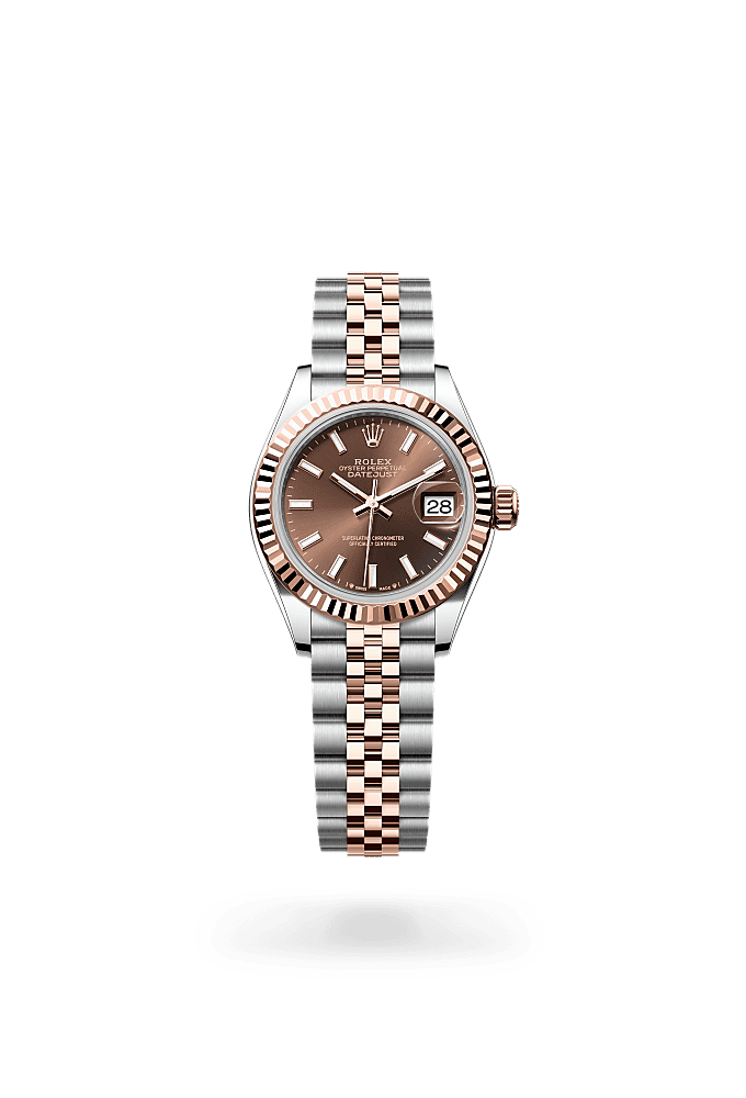 Lady-Datejust, Oyster, 28 mm, Oystersteel and Everose gold, Dial : Chocolate, Rolex