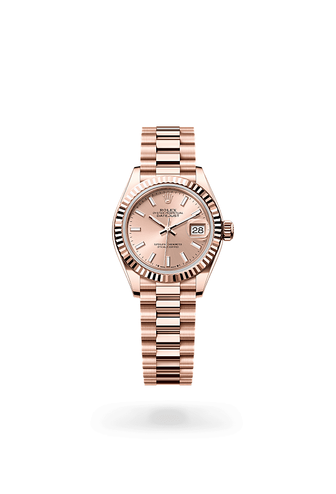 Lady-Datejust, Oyster, 28 mm, emas Everose, Dial : Berwarna <i>rosé</i>, Rolex