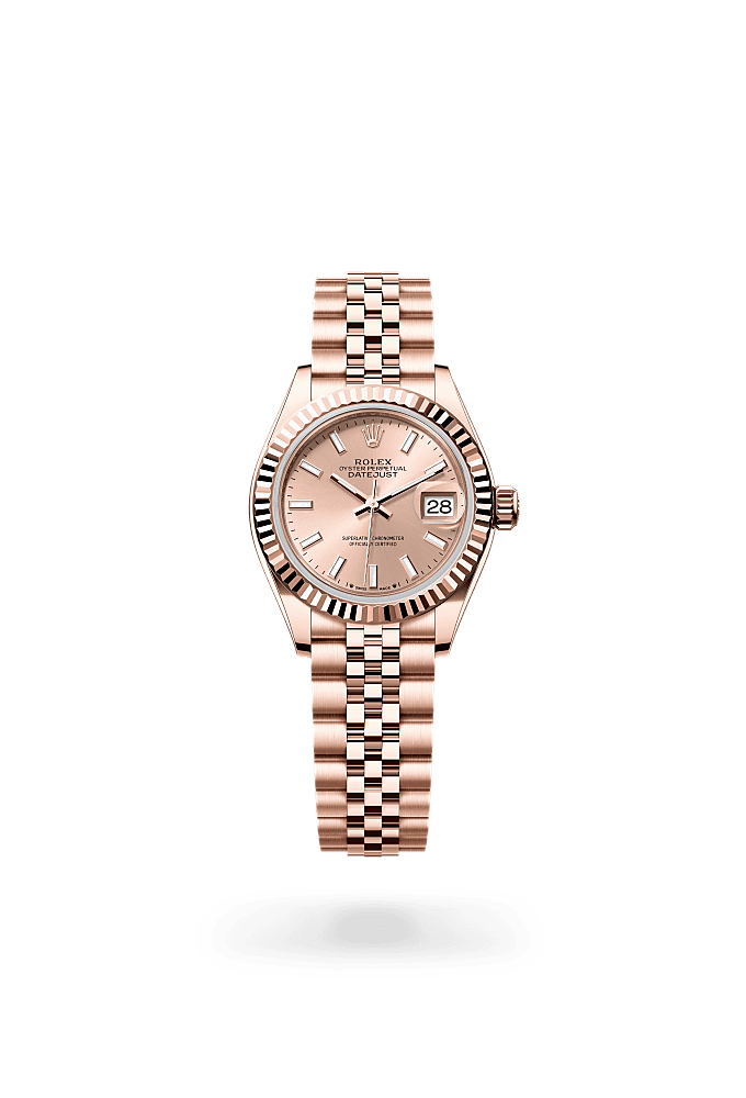 Lady-Datejust, Oyster, 28 mm, emas Everose, Dial : Berwarna <i>rosé</i>, Rolex