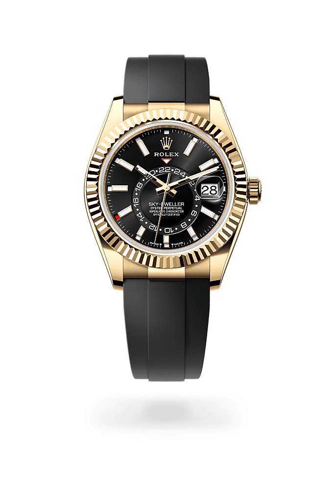 Sky-Dweller, Oyster, 42 mm, yellow gold, Dial : Bright black, Rolex