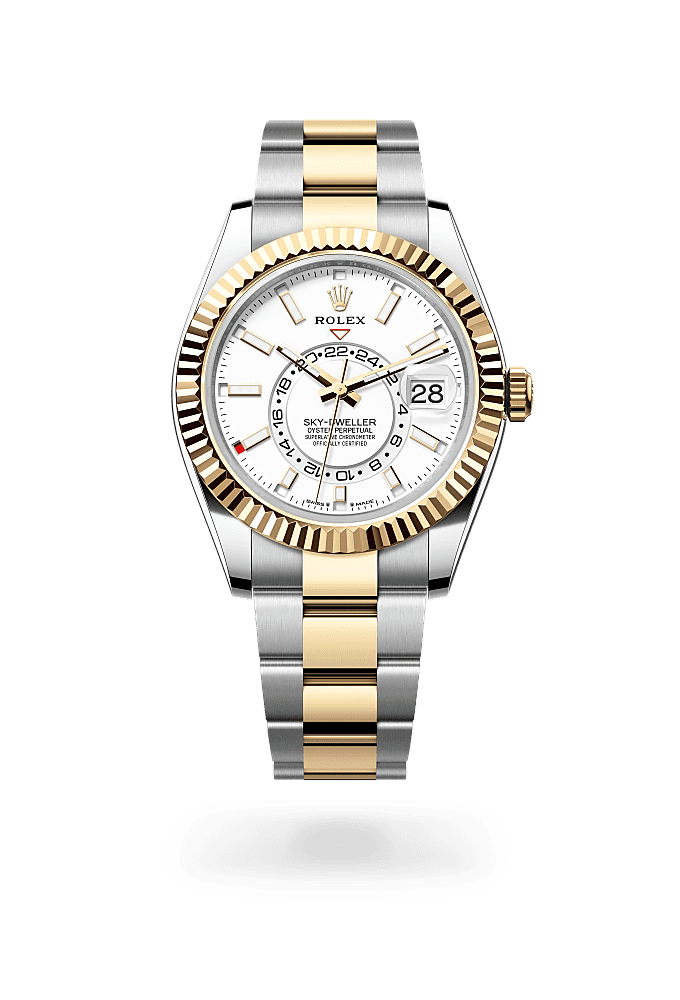 Sky-Dweller, Oyster, 42 mm, Oystersteel and yellow gold, Dial : Intense white, Rolex