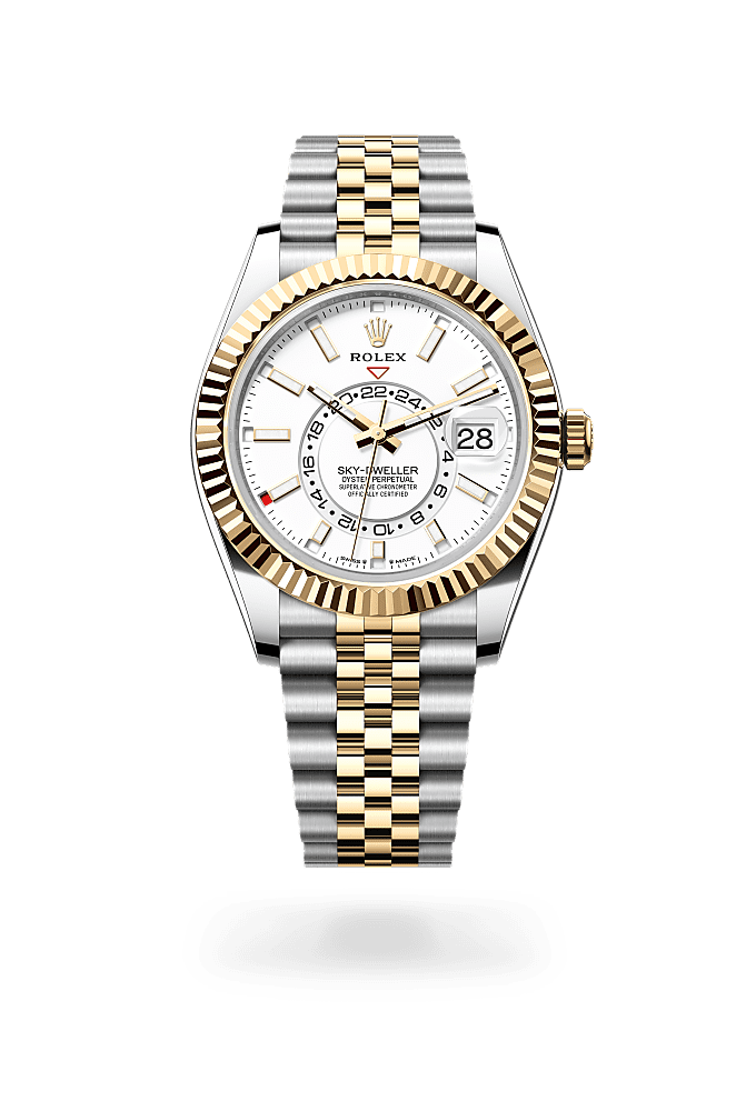 Sky-Dweller, Oyster, 42 mm, Oystersteel and yellow gold, Dial : Intense white, Rolex