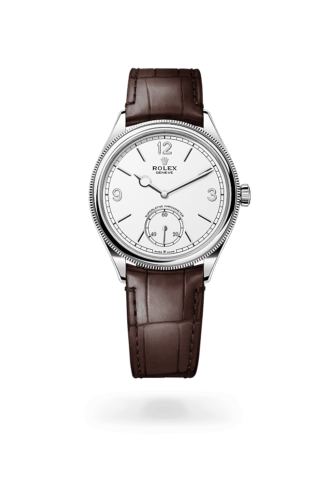 1908, 39 mm, 18 ct white gold, polished finish, Dial : Intense white, Rolex