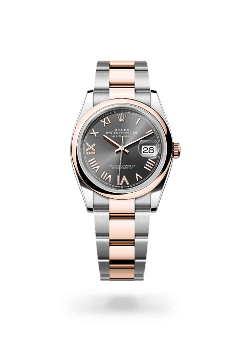 Rolex Datejust 36 in Oystersteel and Everose gold with slate diamond dial