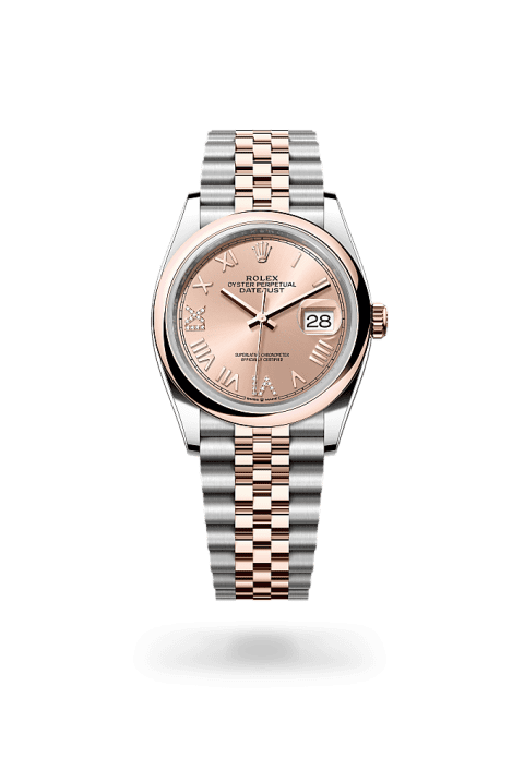 Rolex Datejust 36 in Oystersteel and Everose gold with rosé diamond dial