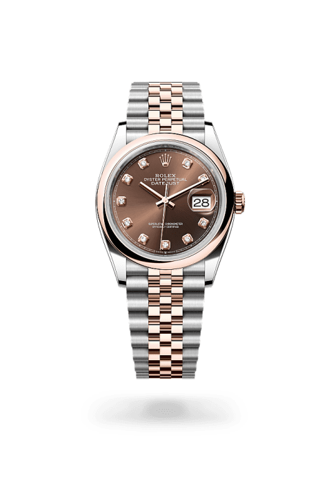 Rolex Datejust 36 in Oystersteel and Everose gold with chocolate diamond dial