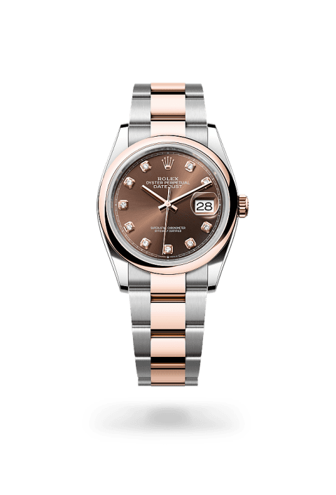 Rolex Datejust 36 in Oystersteel and Everose gold with chocolate diamond dial