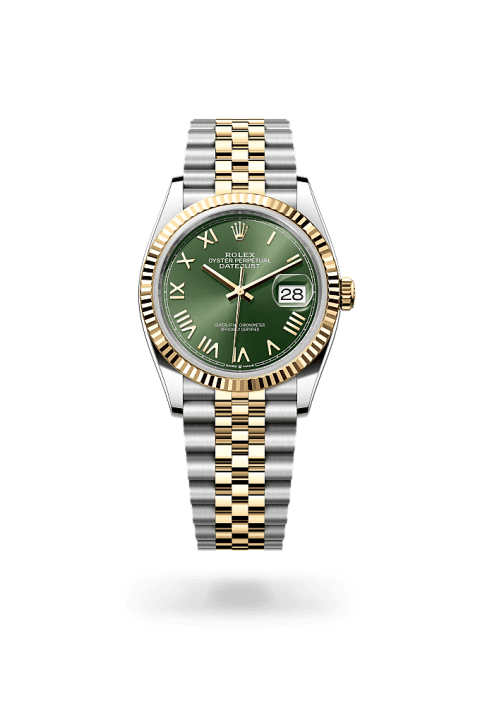 Rolex Datejust 36 in Oystersteel and yellow gold with olive green dial