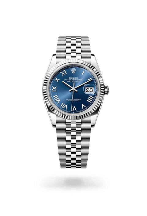 Rolex Datejust 36 in Oystersteel and white gold with bright blue dial