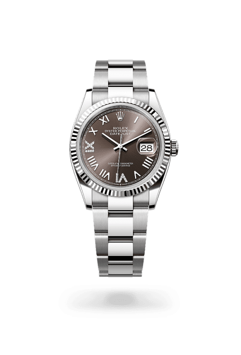 Rolex Datejust 36 in Oystersteel and white gold with dark grey diamond dial