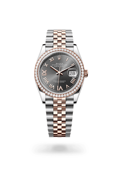 Rolex Datejust 36 in Oystersteel Everose gold and diamonds with slate diamond dial