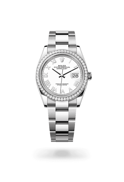 Rolex Datejust 36 in Oystersteel white gold and diamonds with white dial