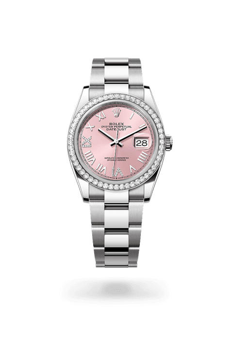 Rolex Datejust 36 in Oystersteel white gold and diamonds with pink diamond dial