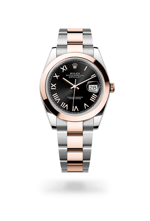 Rolex Datejust 41 in Oystersteel and Everose gold with bright black dial